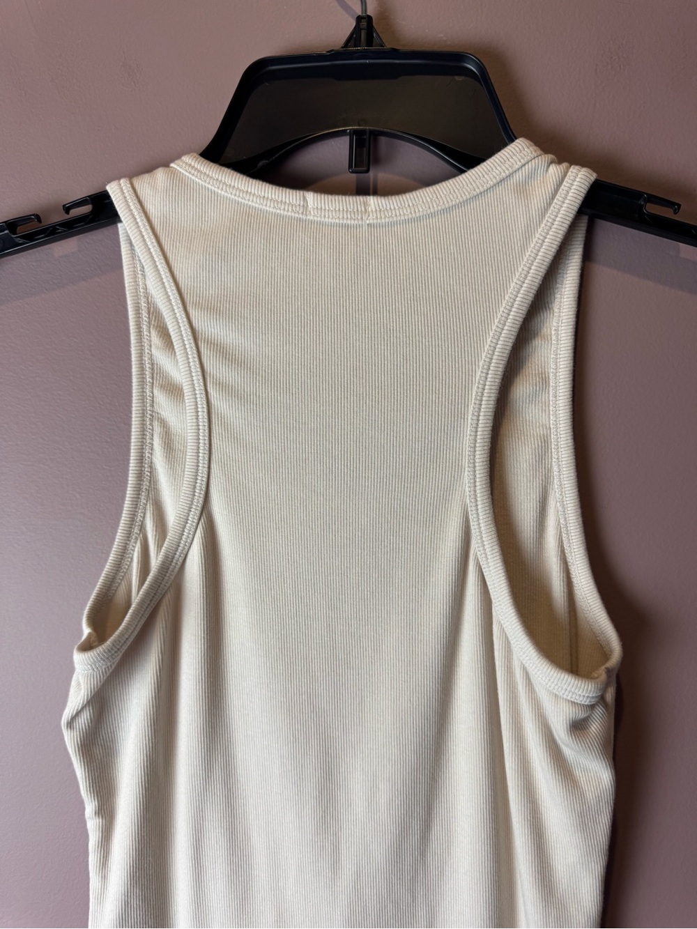 PJ Harlow Cream Ribbed Racerback Tank Top M - Picture 6 of 9